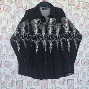 Vtg 90s Brooks & Dunn Twister Cowboy  Peral Snap Shirt Black Size XL